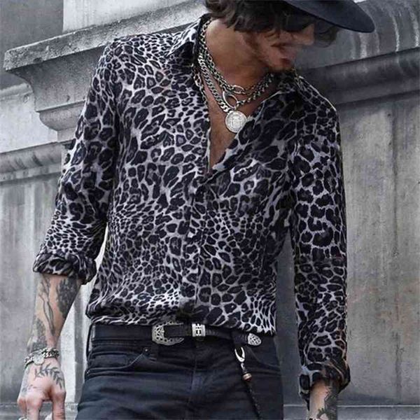 

men's shirts mens trend nightclub leopard print long sleeve shirt male social casual party chemise homme dress, White;black