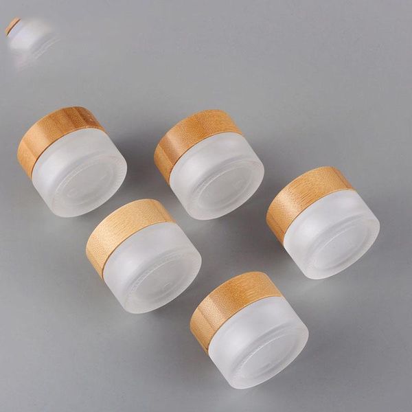 

storage bottles & jars oem odm eye face body cream skin care round container 5g 15g 30g 50g frosted bamboo glass jar with wood lid