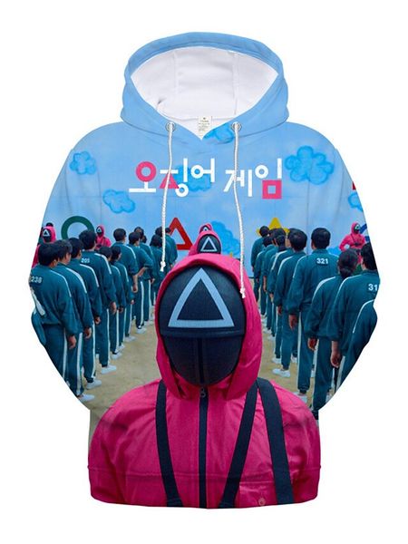 

squid game hoodie horror 3d digital printing couple winter drawstring street wear funny anime, White;black