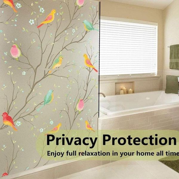 

window stickers privacy decorative film stained frosted birds sticker static cling non-adhesive glass for home office