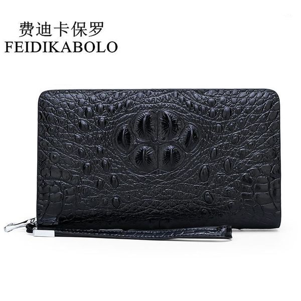 

wallets feidikabolo luxury crocodile men wallet coin pocket long double zipper leather business male clutch purse hand bags man1, Red;black
