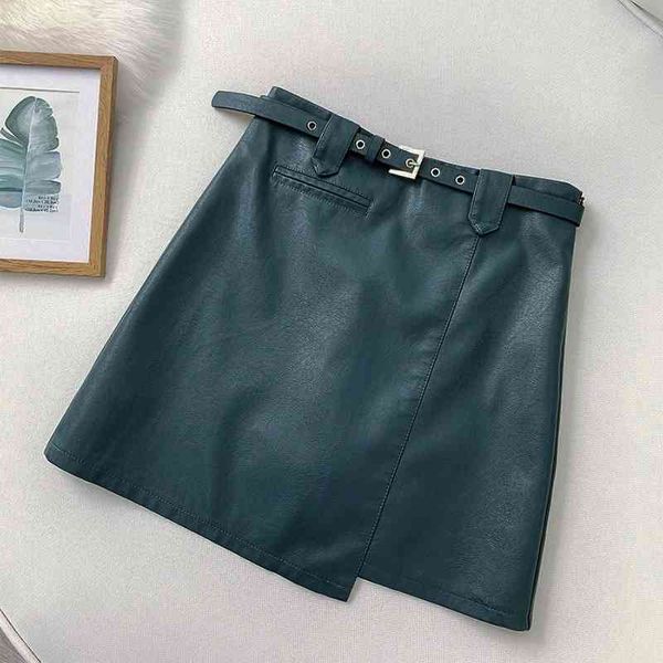 

leather womens short skirts black irregular high waist pencil mini skirt women 2021 winter autumn new clothes with belt