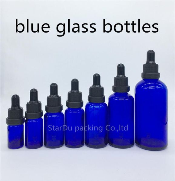 

storage bottles & jars 5ml 10ml 15ml 20ml 30ml 50ml 100ml blue glass dropper bottle,blue essential oil bottle with tamper evident 100pcs/lot
