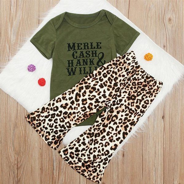 

toddler baby girls kids clothes leopard print pants round neck short sleeve geometry bodysuit 2pc cotton lovely casual outfits, White