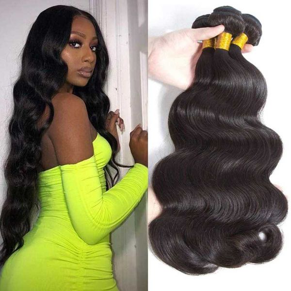 

human hair bulks 10a body wave bundles 26 28 30 inches brazilian 3 weave 100% unprocessed virgin extensions, Black