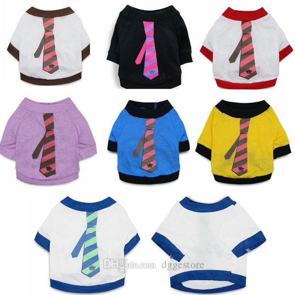 

7 Color Wholesale Dog Apparel Gentleman Necktie T-Shirt Doggy Shirt Breathable Pet Costumes Colorful Puppy Sweatshirt Doggi Clothes For, Remark color