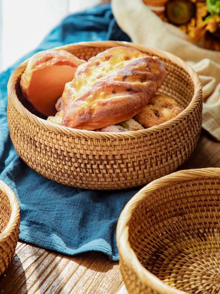 

other bakeware vietnam rattan woven storage basket hand-woven fruit living room home tea table snack bamboo plate