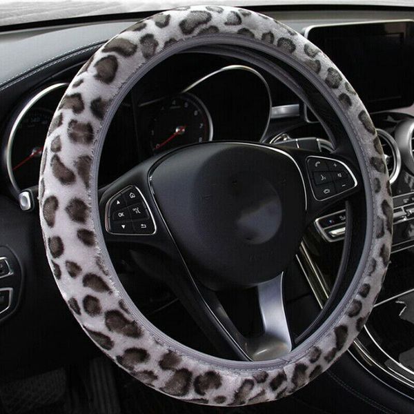 

steering wheel covers winter cover accessary car leopard fluff parts trim 2021