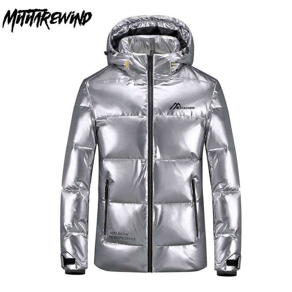 

degree -30 men jacket winter white duck down parks windbreaker waterproof hooded snow shiny parkas chaqueta hombre, Black