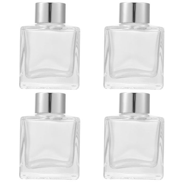 

4pcs perfume glass diffuser bottles refillable organizer setÂ with cap storage & jars