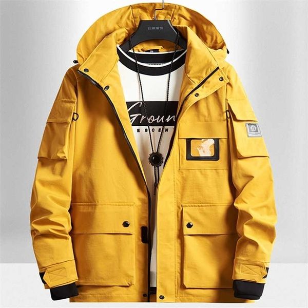 

spring autumn men windbreaker jackets hooded coats man waterproof outwear softshell jacket clothing plus size 6xl 7xl 8xl 211110, Black;brown