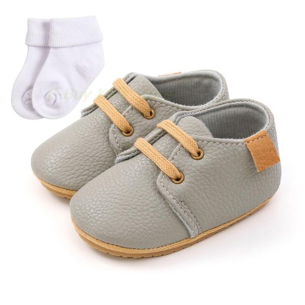 

first walkers born grey leather socks shoes anti-slip soft-soled casual shoe for kids toddler walker moccassins fit 0 3 6 18m