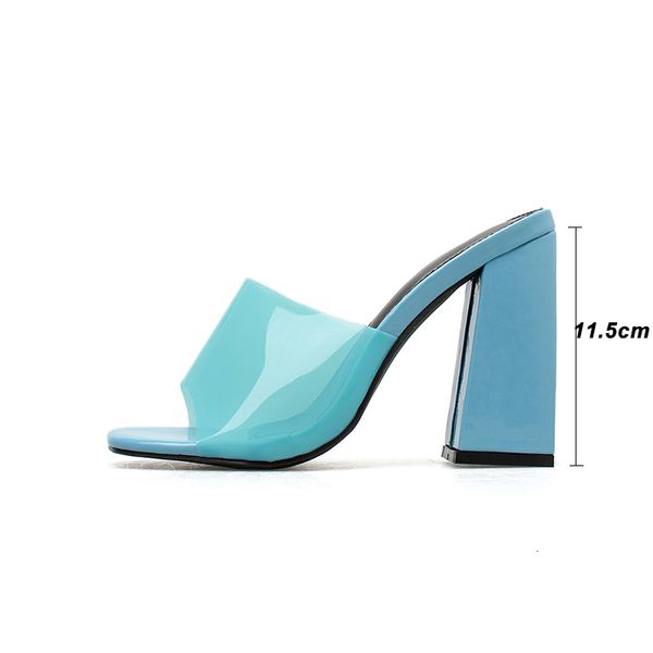 

sandals women transparent sandals ladies high heel slippers open toe thick fashion female slides summer women's shoes fltw, Black