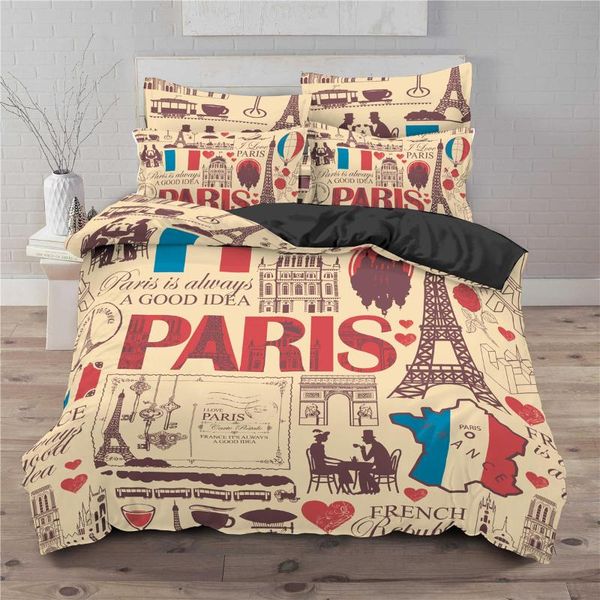 

bedding sets paris printed 3d set eiffel tower duvet cover for kids girl boy bedroom single twin  king size quilt
