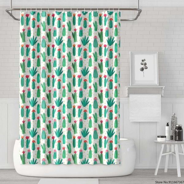 

polyester fabric bathroom shower curtains cactus wallpaper bath set