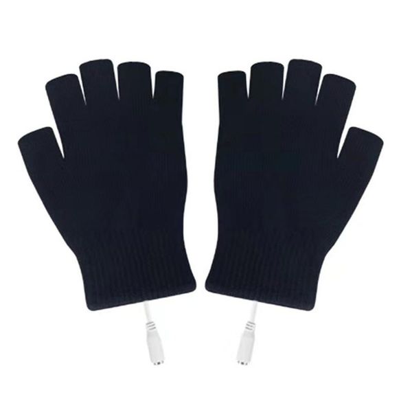 

winter thermal fingerless usb heated gloves cycling electric heating glove, Black