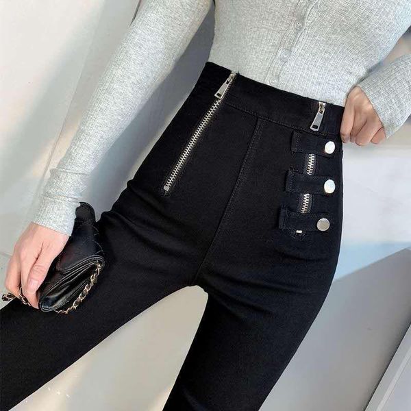 

women's pants & capris 2021 women spring casual solid harem pant female zipper all-matched elastic high waist lady vintage plus size tr, Black;white
