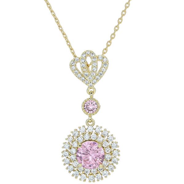 

pendant necklaces l'amour&ma women luxury pink multicolor crytsal shiny wedding engagement jewelry accessories gifts, Silver