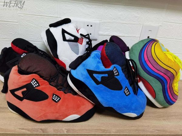 

big size 35-43 snug sneakers women house floor slippers women/men winter warm home ladies slides one shoes, Black