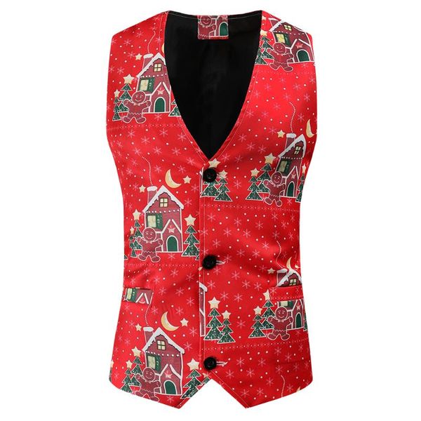 

men's vests christmas vintage button vest casual fashion singer slim sleeveless waistcoat suit festival outdoor men chaleco hombre, Black;white