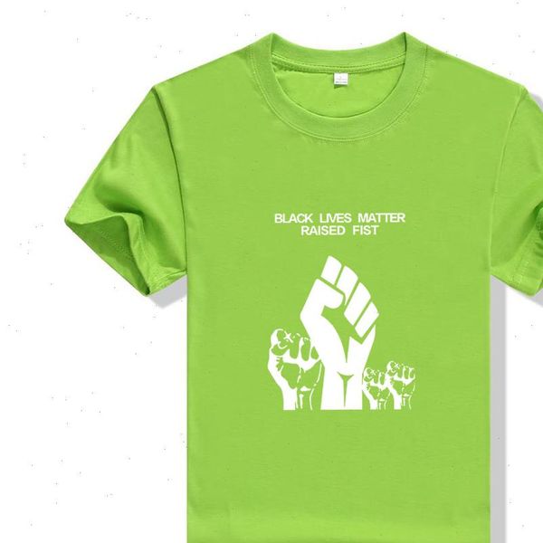 

black lives matter raised women t shirt fist letter print harajuku fashion casual green, White