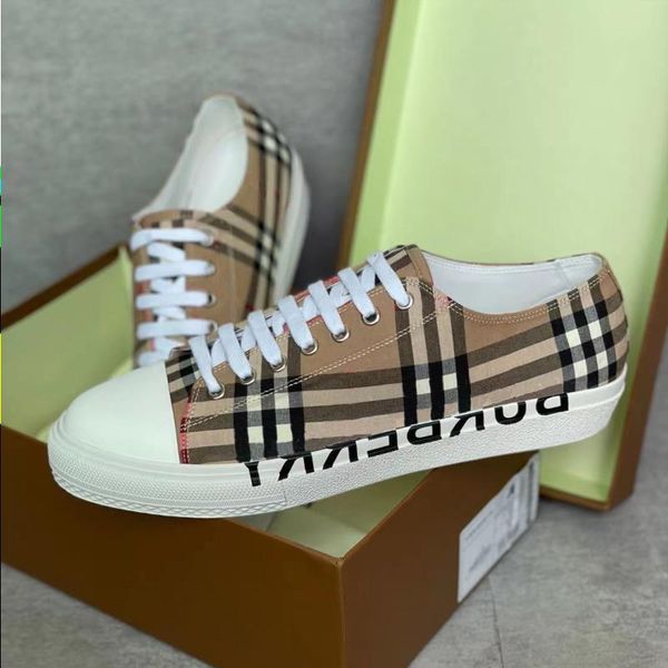 

trainer vintage check leather sneakers women print bottom mens box cotton rubber logo sneaker lattice shoes outdoor casual sh cqo 219u, Black