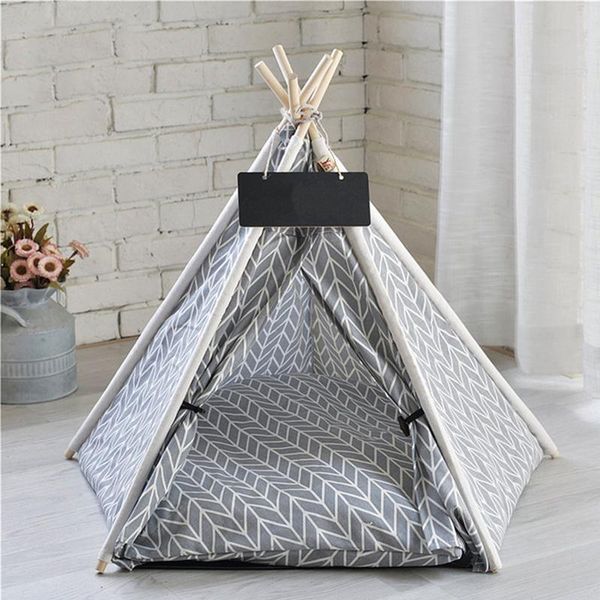 

cat beds & furniture portable linen pet tent dog house washable teepee puppy indoor outdoor kennels cave with mat