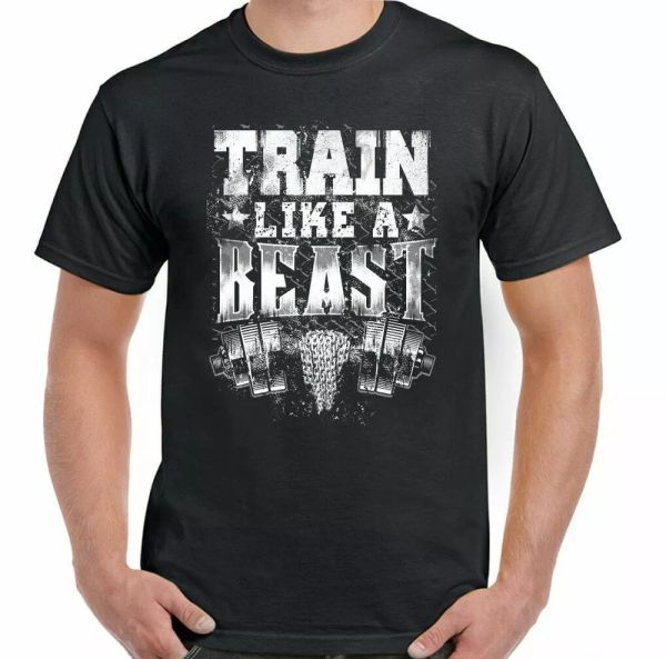 

fitness train like a beast mens funny training mma bodybuilding, White;black