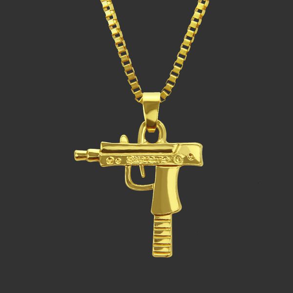 

amulet neck pendants necklace mini hip hop machine gun pendant, Silver