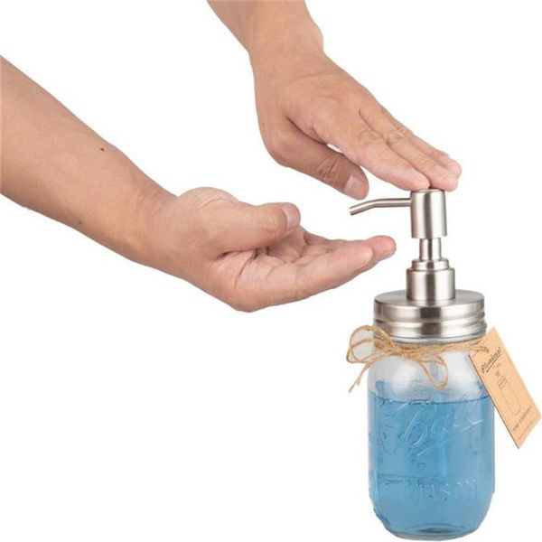 Dispensador de sabão de mão bomba de aço inoxidável frasco de pedreiro dispensadores de sabonetes líquidos de bancada