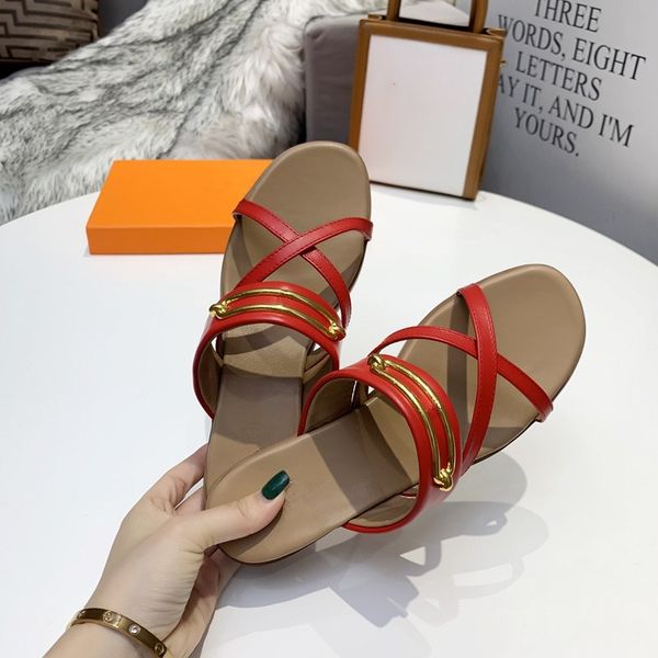 

High quality leather Classic women's shoes cross strap flat slippers summer antiskid rubber Beach Women's slipper outdoor sandals slide, White