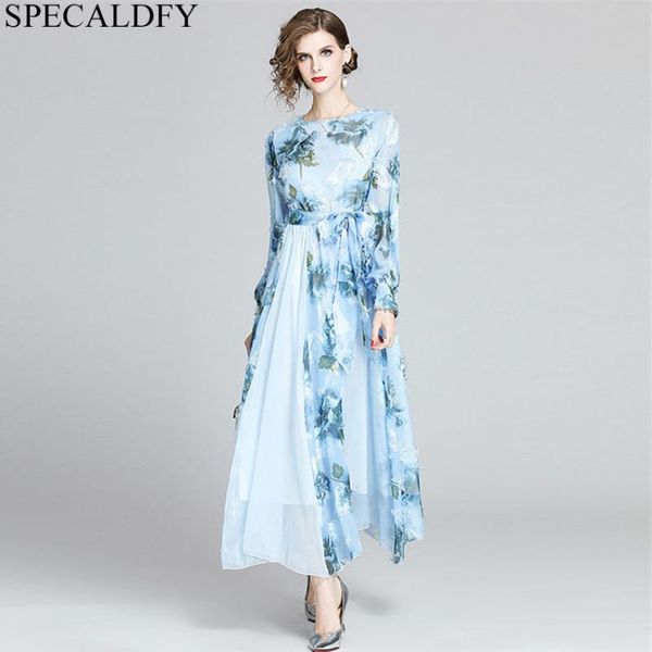 

casual dresses spring floral print long chiffon dress bohemain luxury women designers runway maxi robe femme, Black;gray