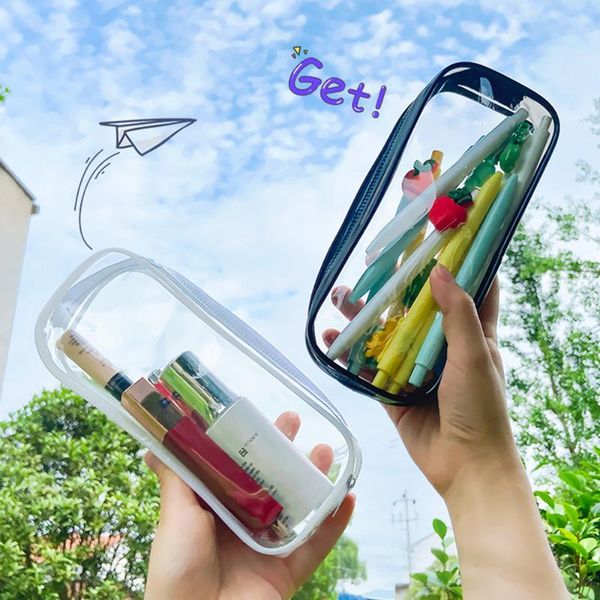 

pencil cases transparent case pvc large capacity zipper bag t gift school box supplies stationery