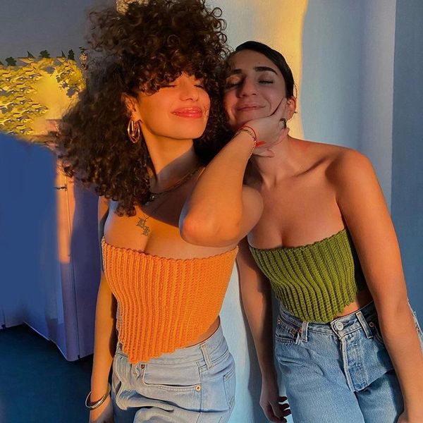 

women's tanks & camis muyogrt elegant sweet knitted tube for solid color sleeveless corset 2021 spring wild crop street casual wear, White