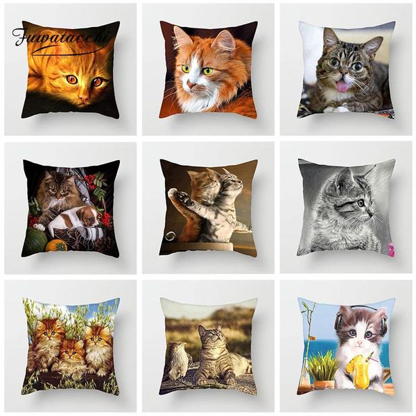 

cushion/decorative pillow fuwatacchi cute cat printing cushion cover animal series covers for sofa throw car chair decorative case