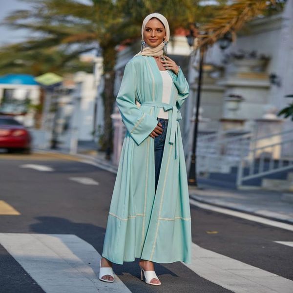 

muslim open abaya cardigan full dress kimono long robe gowns femme jubah dubai middle east ramadan eid arab islamic musulmane ethnic clothin, Red