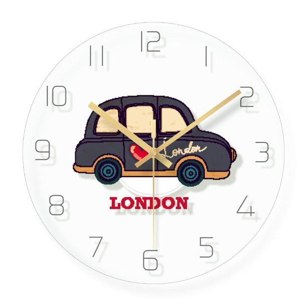 

wall clocks retro car creative personality decoration bedroom tempered glass clock simple modern children's gift