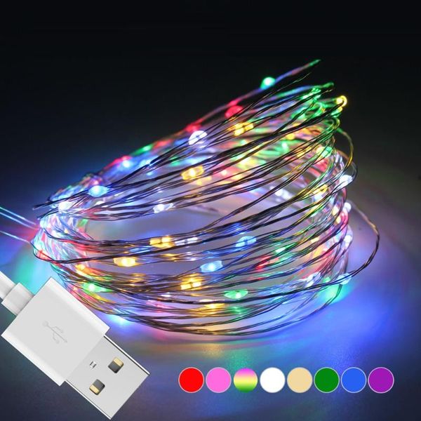 

strips led string fairy lights 1m 5m 10m usb copper wire light waterproof wedding festival christmas party decoration garland lamp