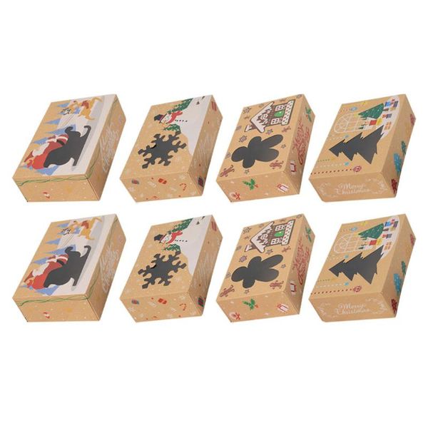 

gift wrap 8pcs christmas cookie boxes kraft paper with clear window