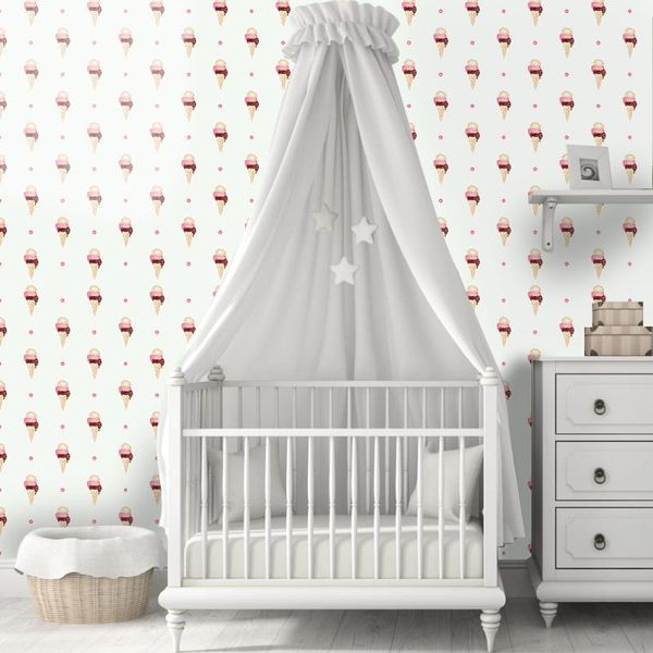 

wallpapers pink ice cream cartoon furniture decal wallpaper living room adhesive wall paper waterproof sticker for children