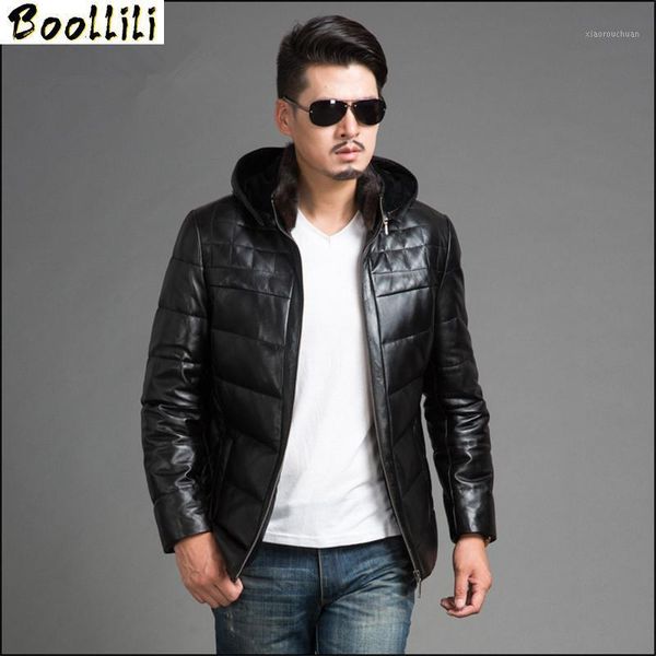 

men's leather & faux boollili winter genuine jackets brand clothing black sheepskin jacket and coats chaqueta cuero hombre 4xl