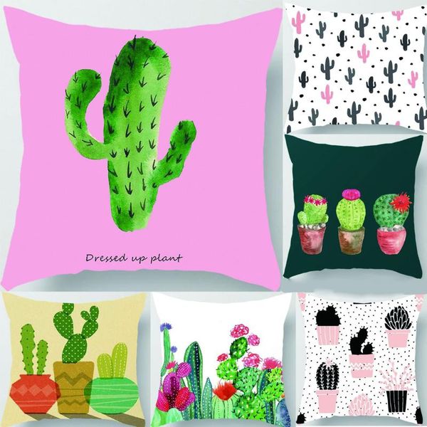 

cushion/decorative pillow tropical cactus potted printed linen case home office customized sofa cushion