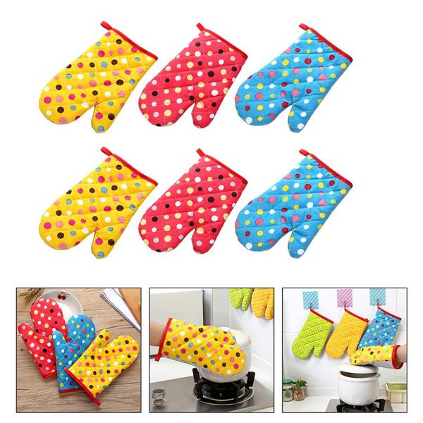 

oven mitts 3 pairs protective useful heat resistant cook mittens for baking use