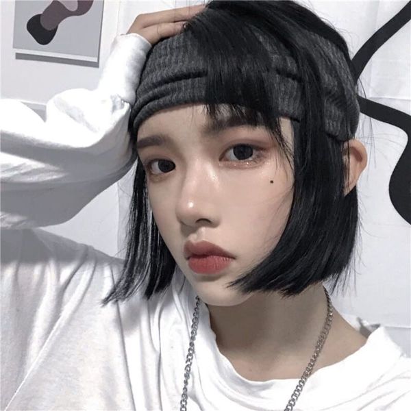 

sweat guide net red fashion wash faces, short outside, with headband, Black;brown