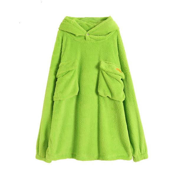 

women's hoodies & sweatshirts autumn and winter sweet lovely plush thickened large pocket sweater korean pullover hoodie cpwa, Black