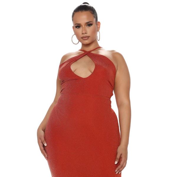 

arrivals solid printing women halter dress bust hollow out lady's slim waist sleeveless mid calf length dresses 2021 summer casual, Black;gray