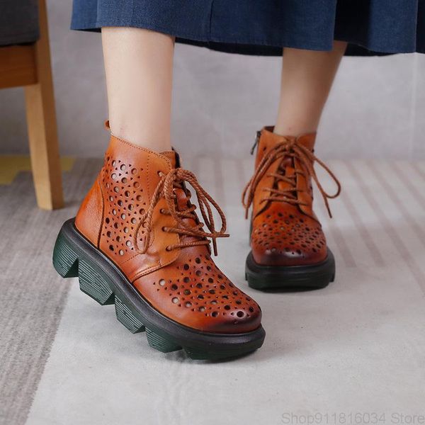 

boots 2021 sandals women's leather holed shoes green short, Black