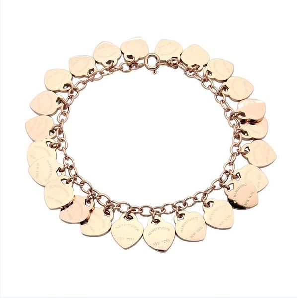 

titanium steel bracelet 18k gold rose silver heart shaped bracelets for friends party and fashion couple gift, Golden;silver