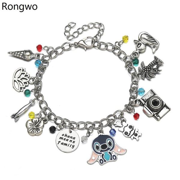 

charm bracelets rongwo fashion pendant movie anime charms bracelet animal alien baby silver plated jewelry accessories for men boys, Golden;silver