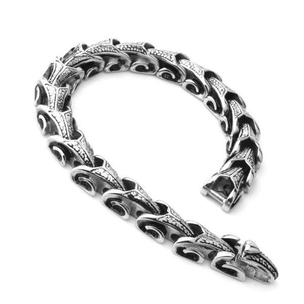 

8.66inch fashion men's chain bracelet 316l stainless steel curb link bangle punk jewelry christmas gift link,, Black